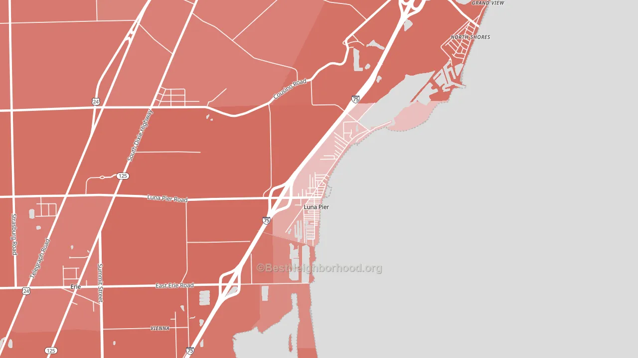 Luna Pier, MI block-group political-lean map