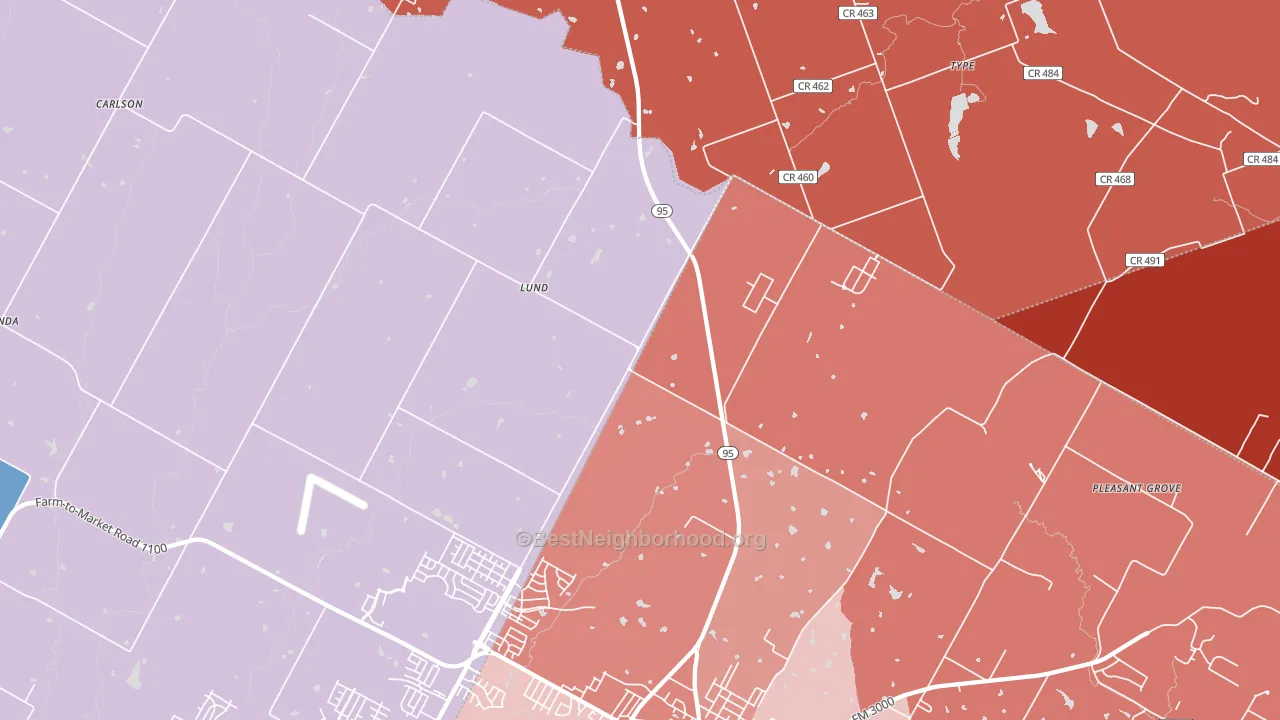 Lund, TX block-group political-lean map