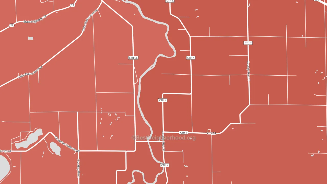 Lunds, WI block-group political-lean map