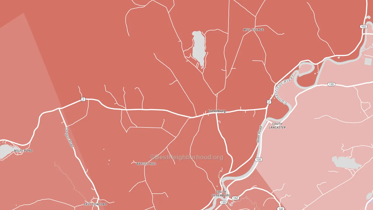 Lunenburg, VT block-group political-lean map