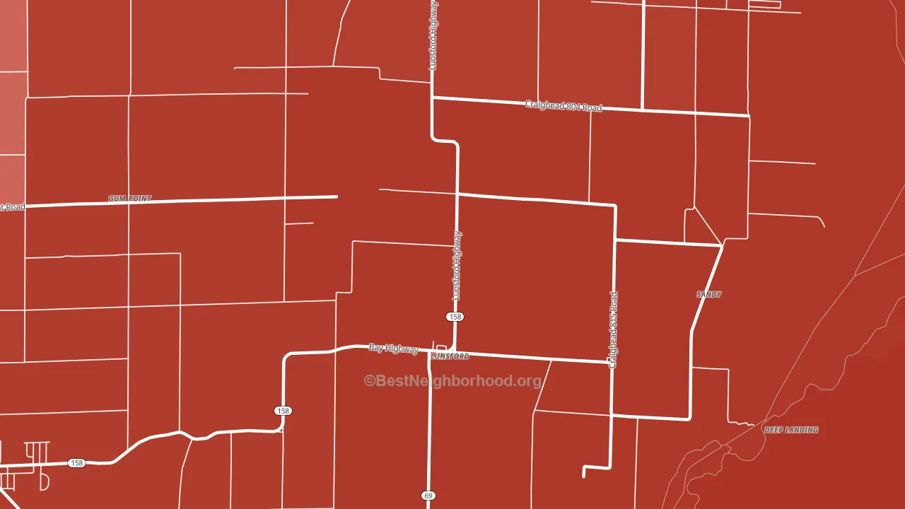 Lunsford, AR block-group political-lean map