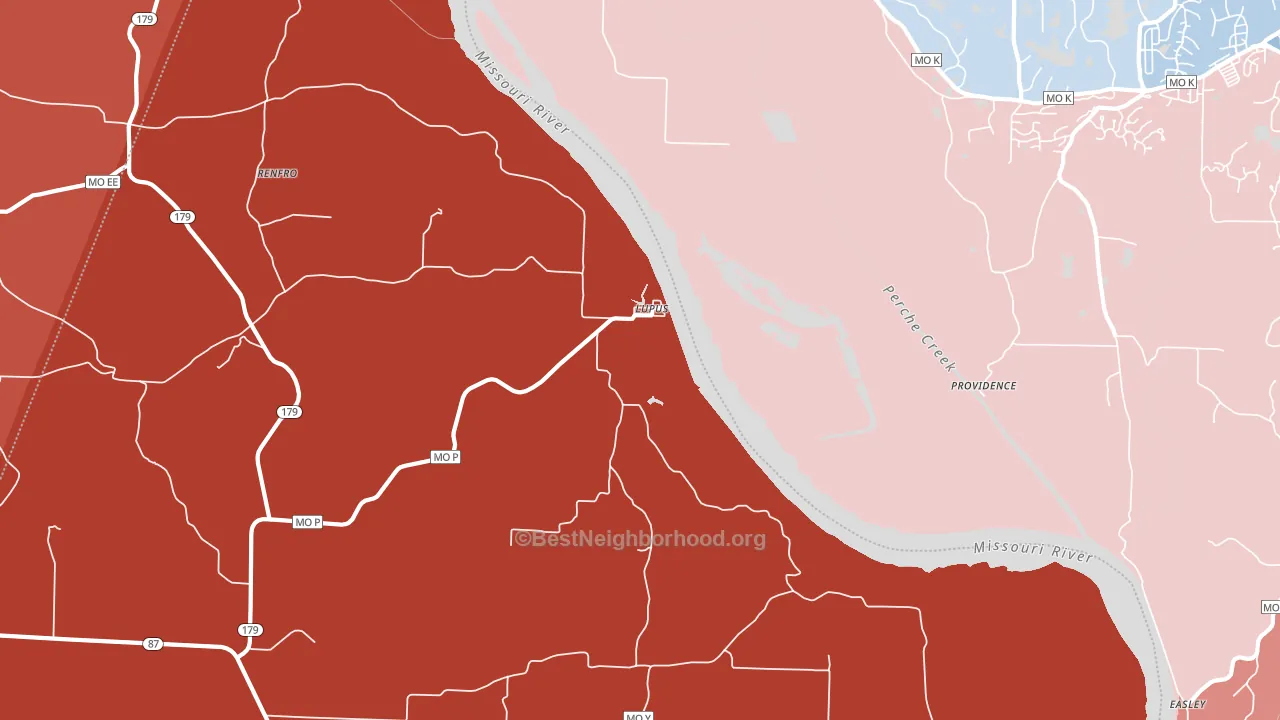 Lupus, MO block-group political-lean map