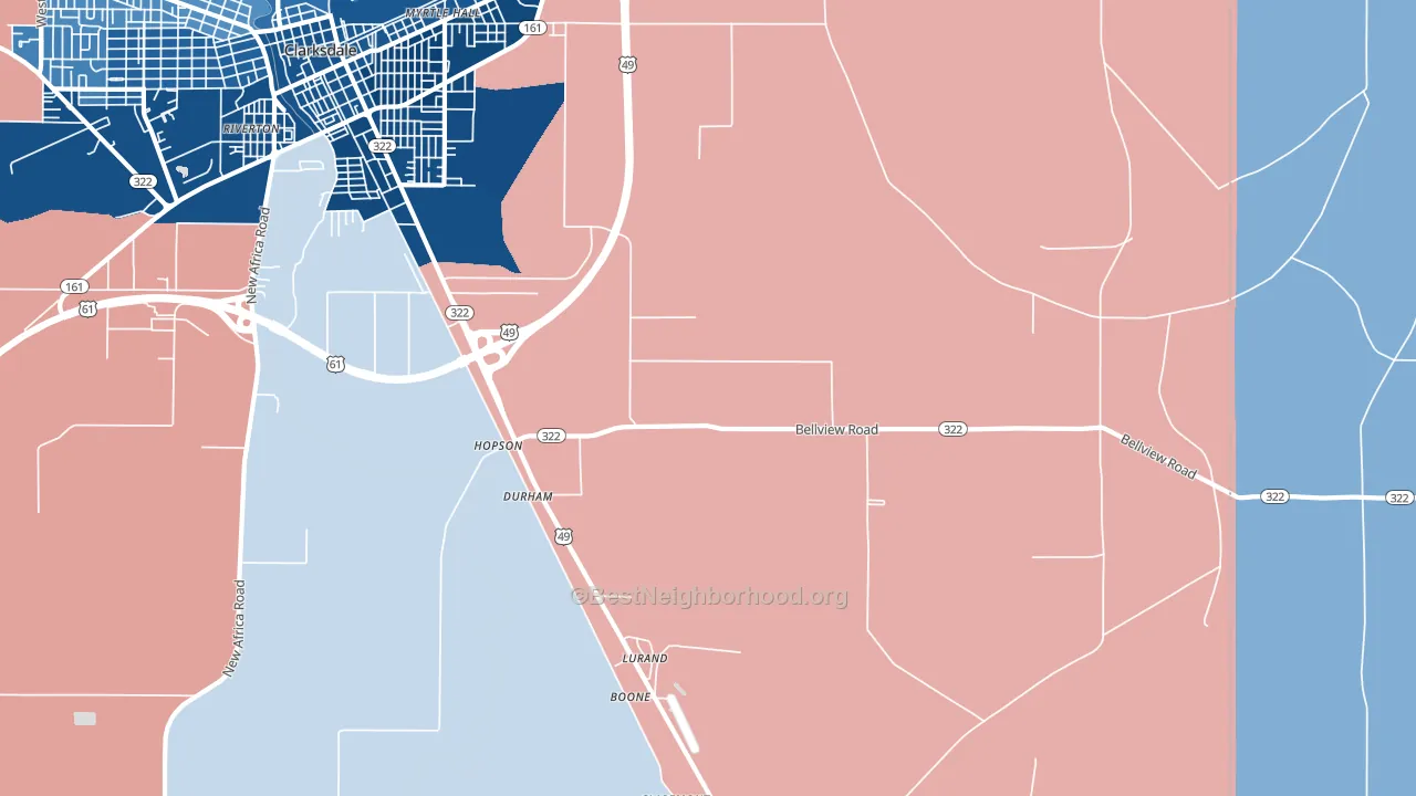 Lurand, MS block-group political-lean map