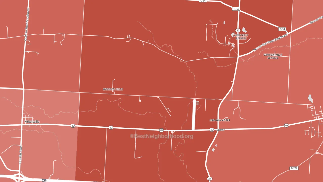 Luray, OH block-group political-lean map