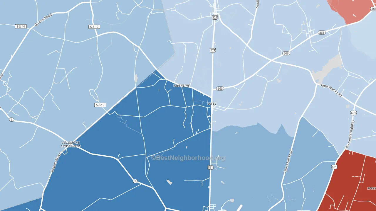 Luray, SC block-group political-lean map