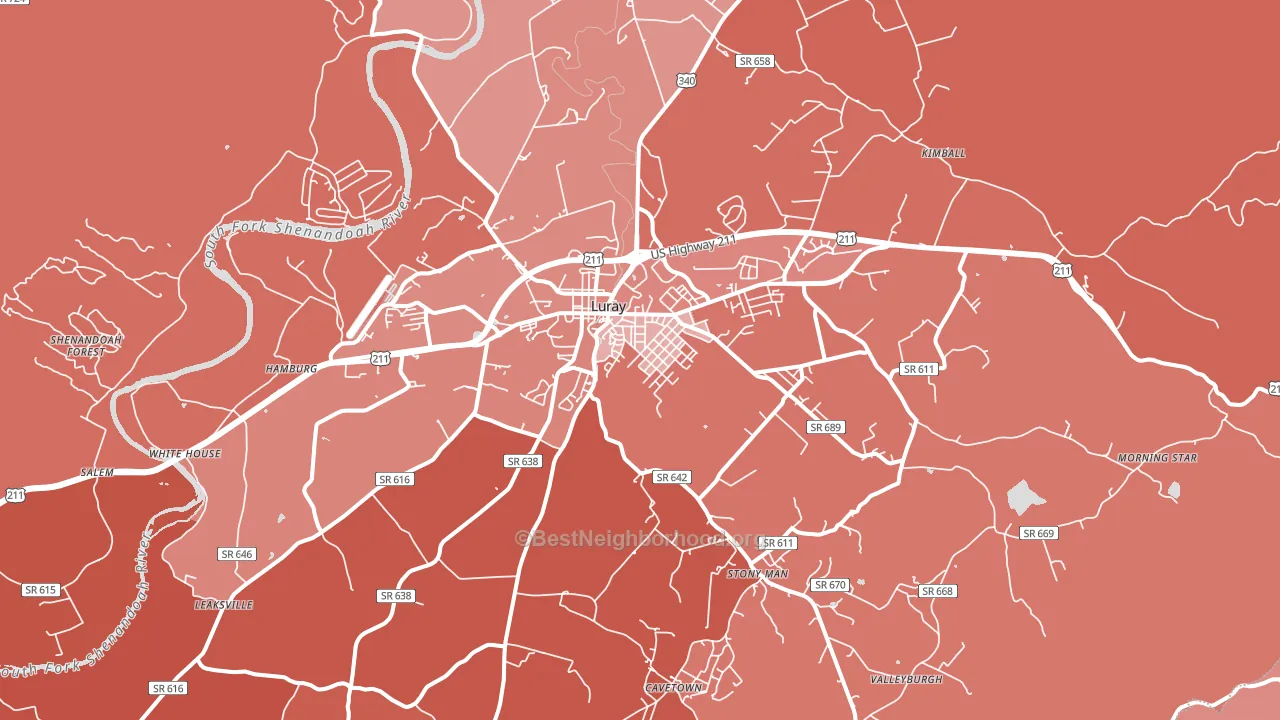 Luray, VA block-group political-lean map