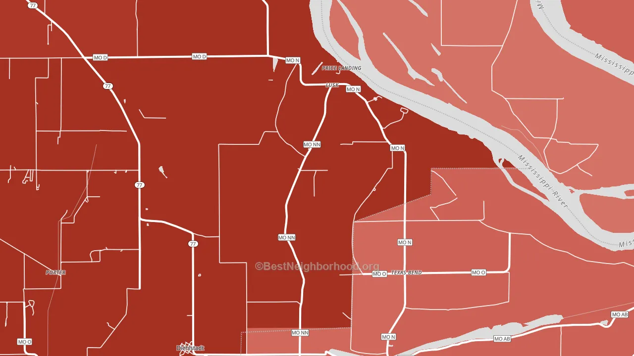 Lusk, MO block-group political-lean map