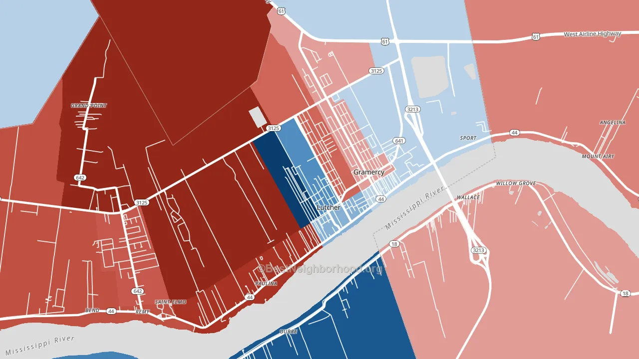 Lutcher, LA block-group political-lean map