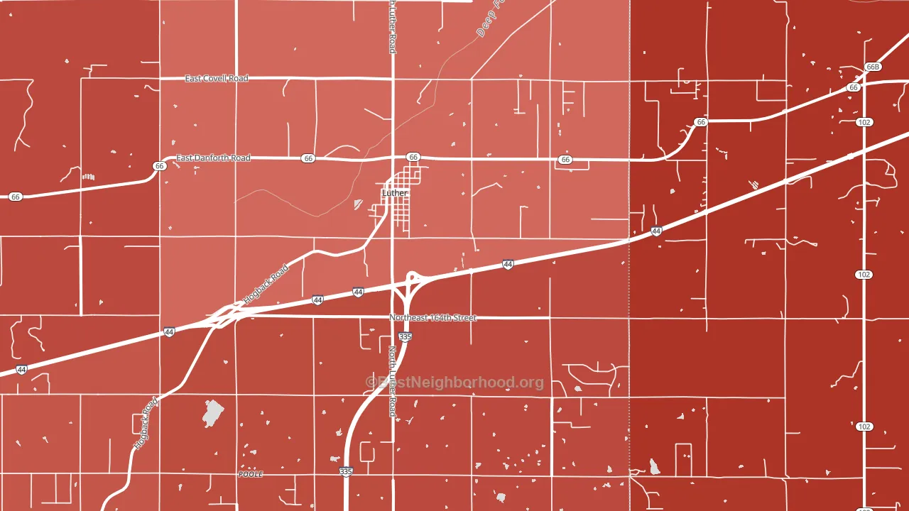 Luther, OK block-group political-lean map