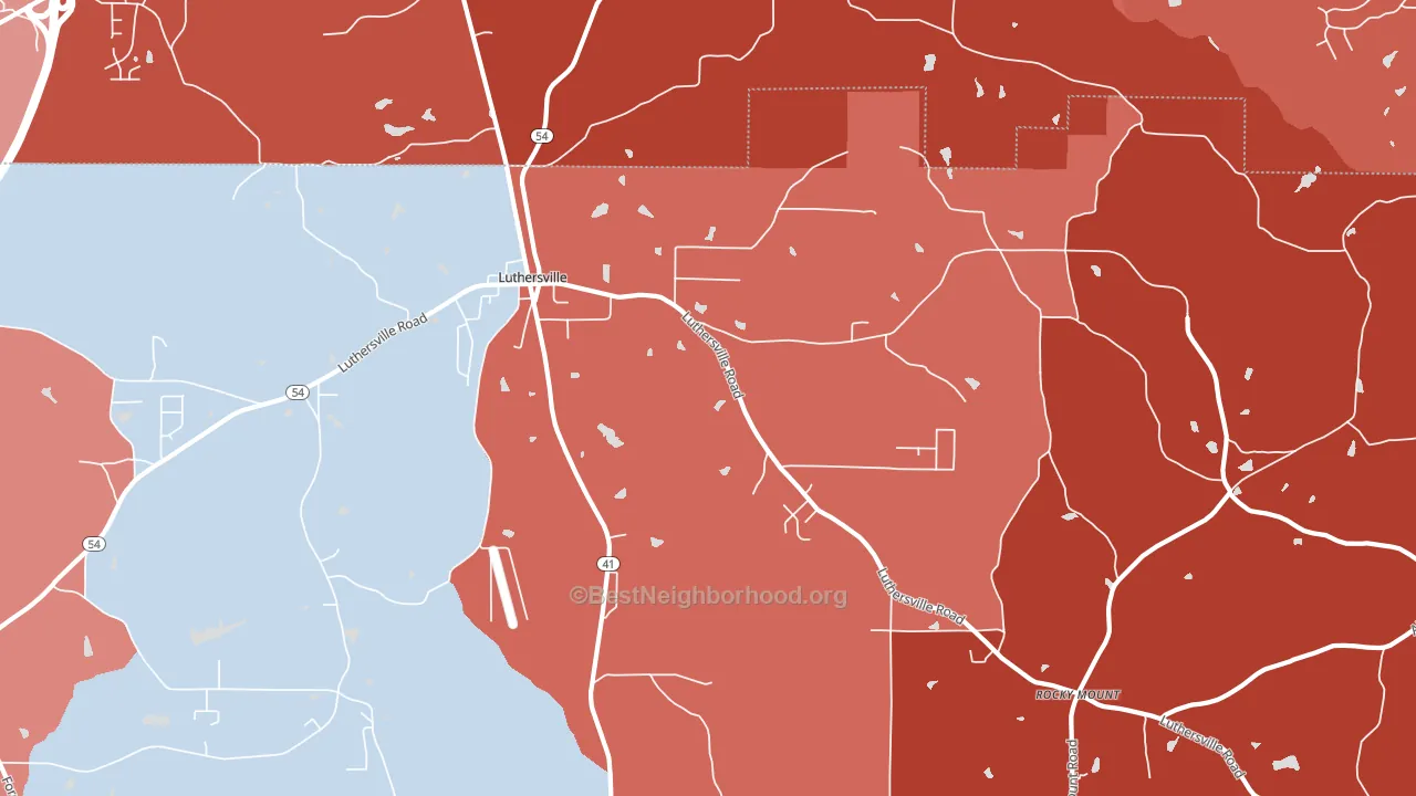 Luthersville, GA block-group political-lean map