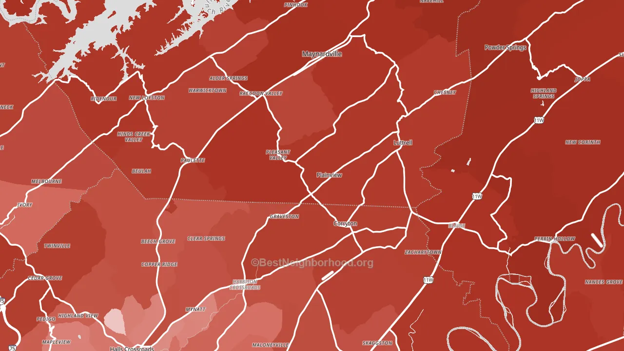 Luttrell, TN block-group political-lean map