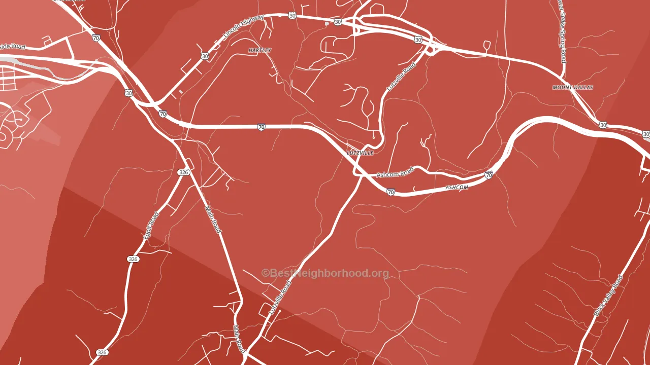 Lutzville, PA block-group political-lean map