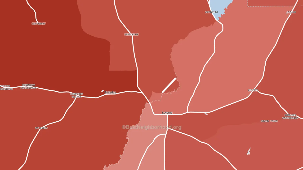 Luverne, AL block-group political-lean map