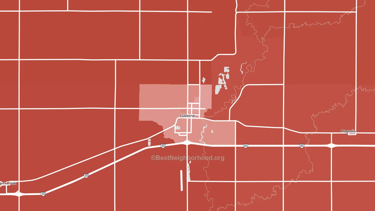 Luverne, MN block-group political-lean map