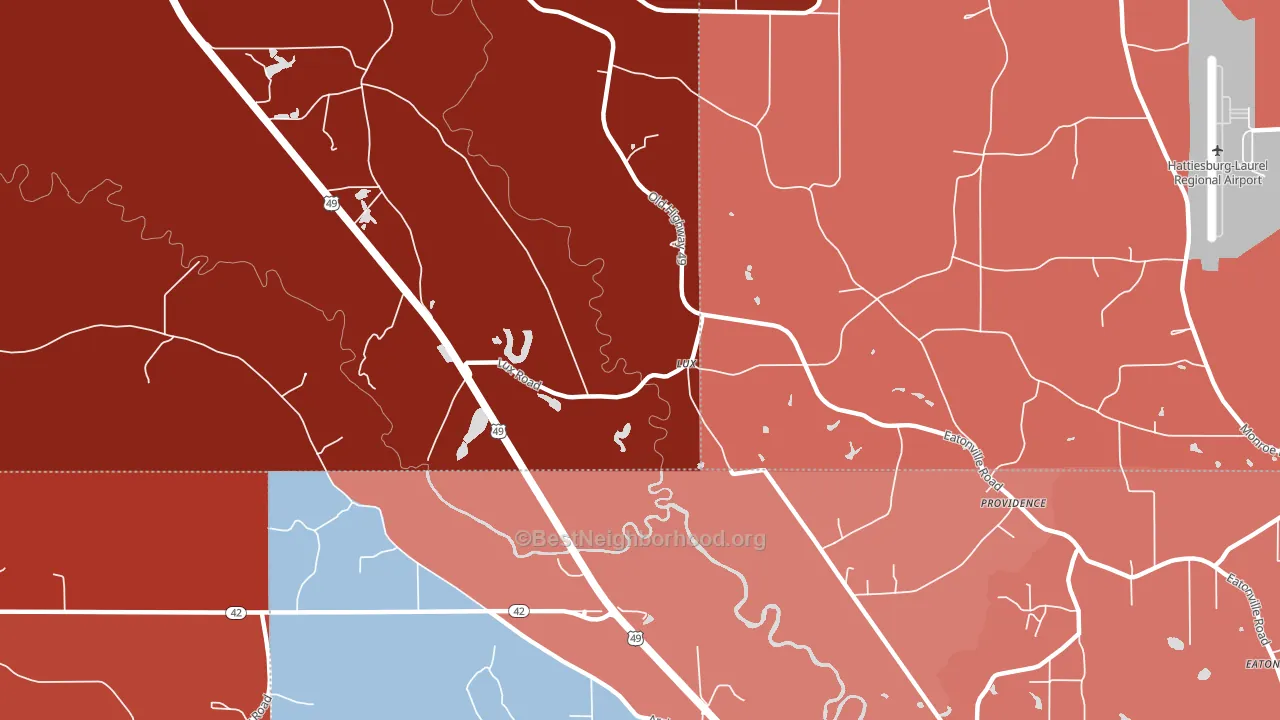 Lux, MS block-group political-lean map