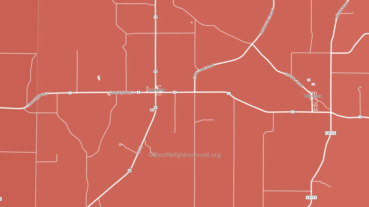 Luxemburg, IA block-group political-lean map