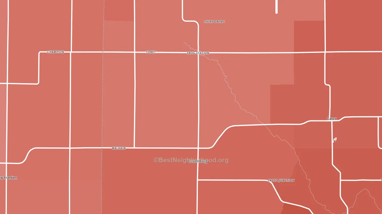 Luxemburg, WI block-group political-lean map