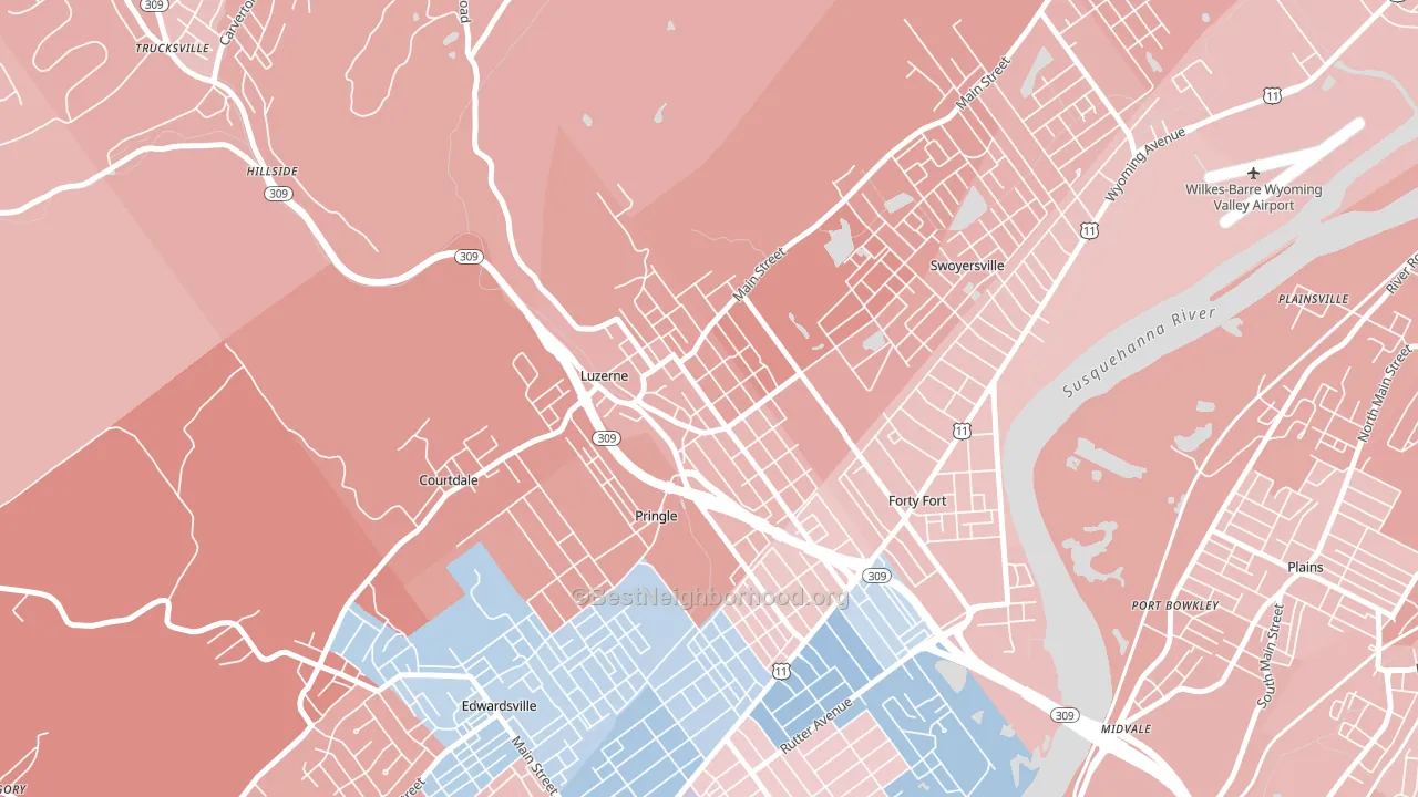 Luzerne, PA block-group political-lean map