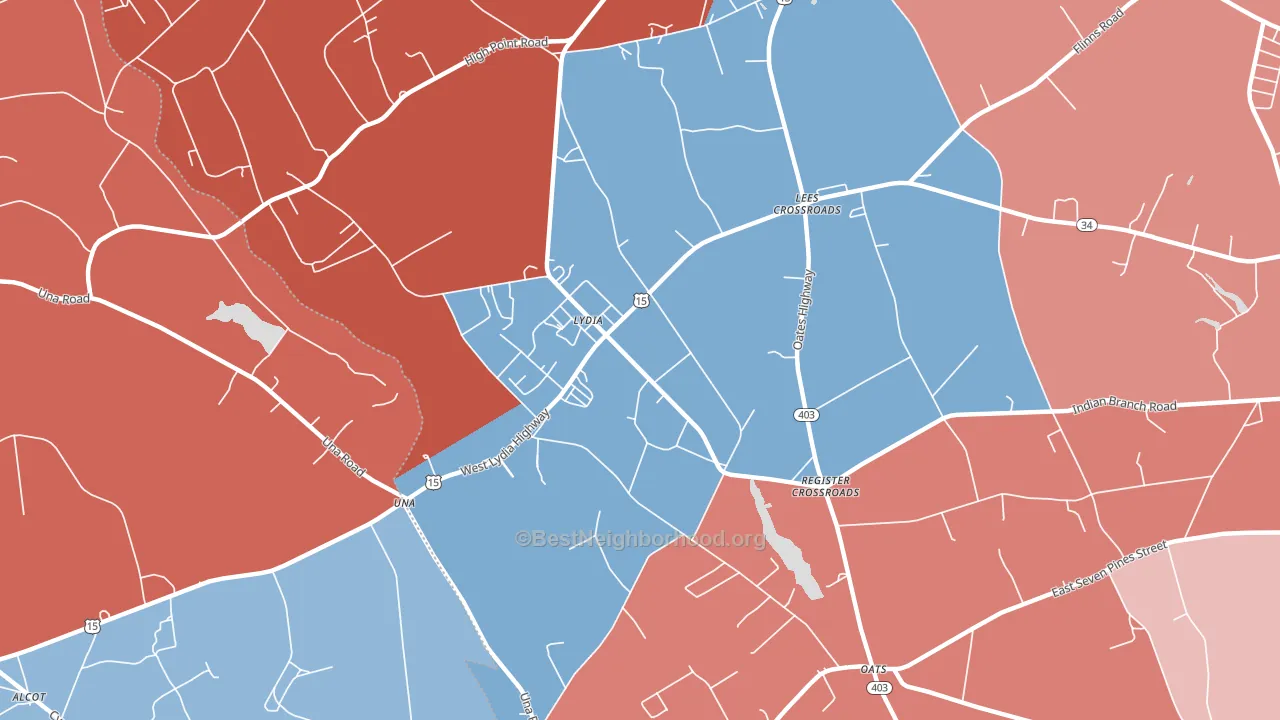 Lydia, SC block-group political-lean map
