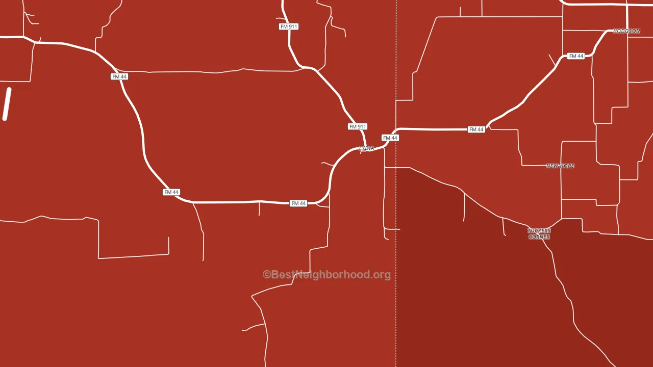 Lydia, TX block-group political-lean map