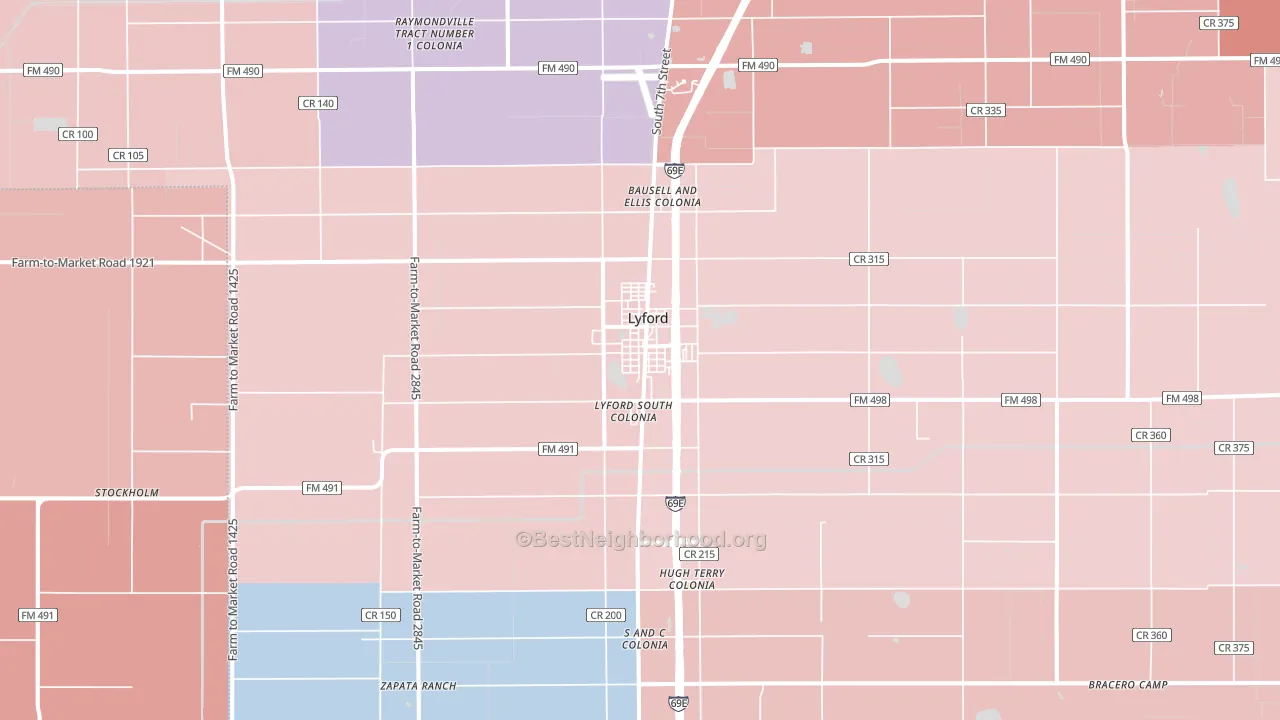 Lyford, TX block-group political-lean map