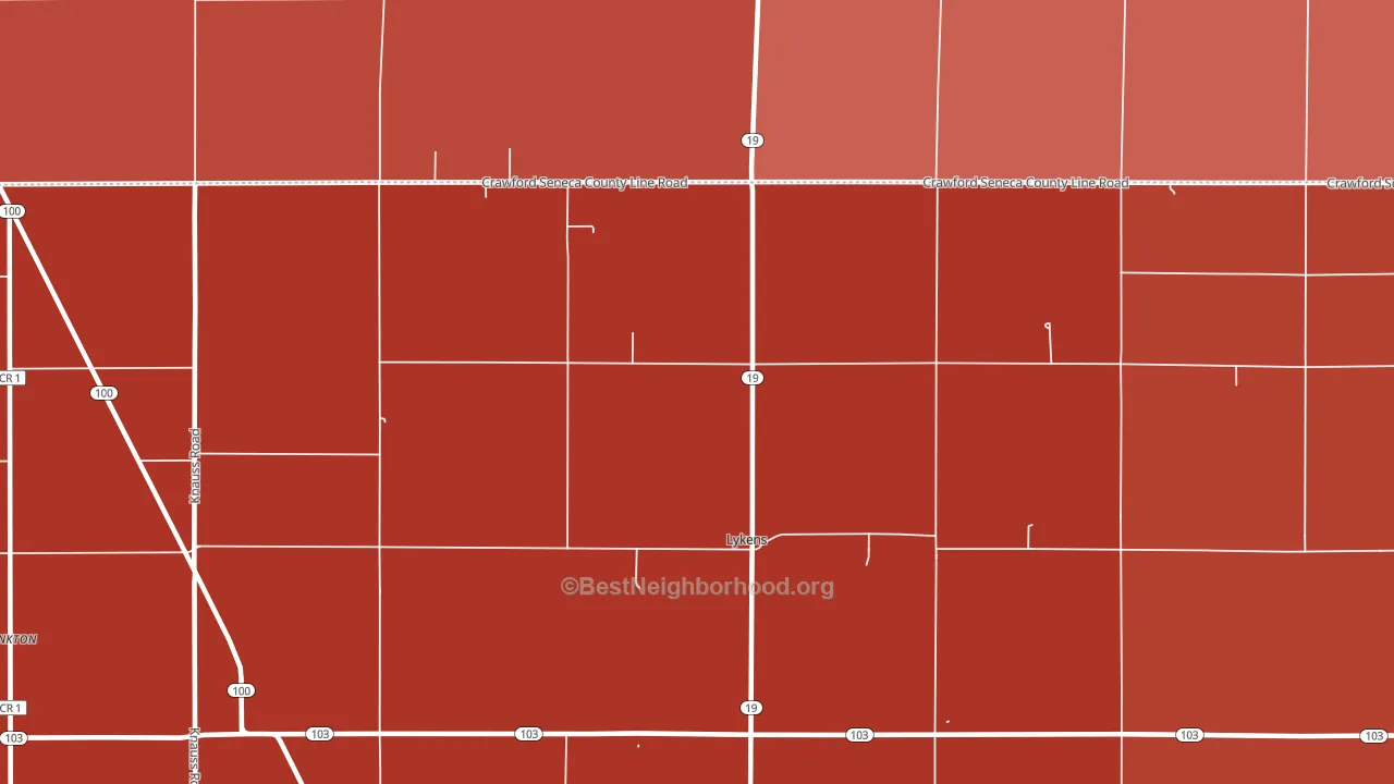 Lykens, OH block-group political-lean map