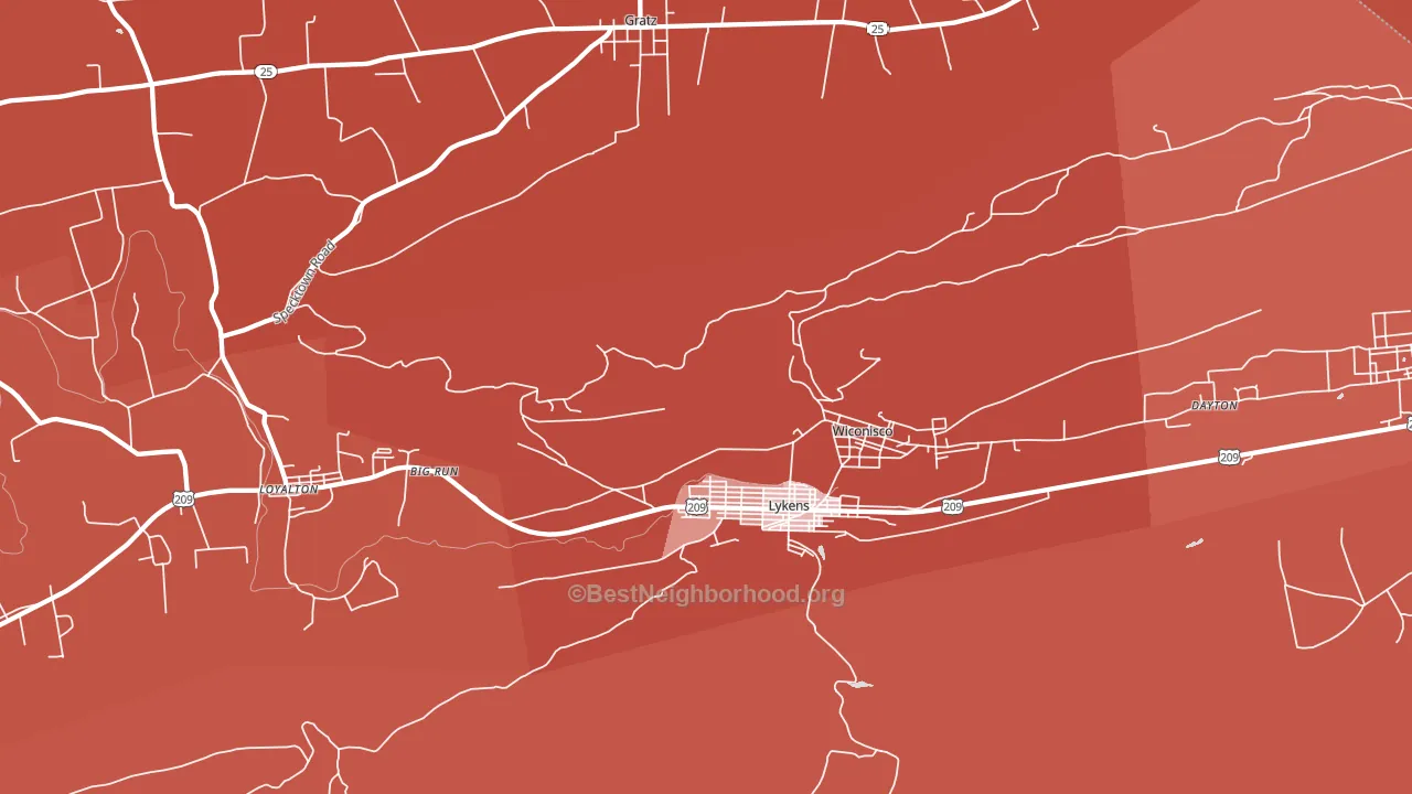 Lykens, PA block-group political-lean map