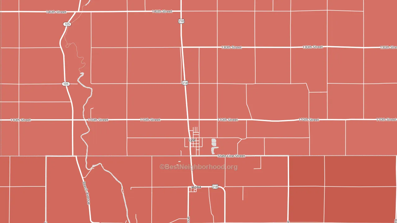 Lyle, MN block-group political-lean map
