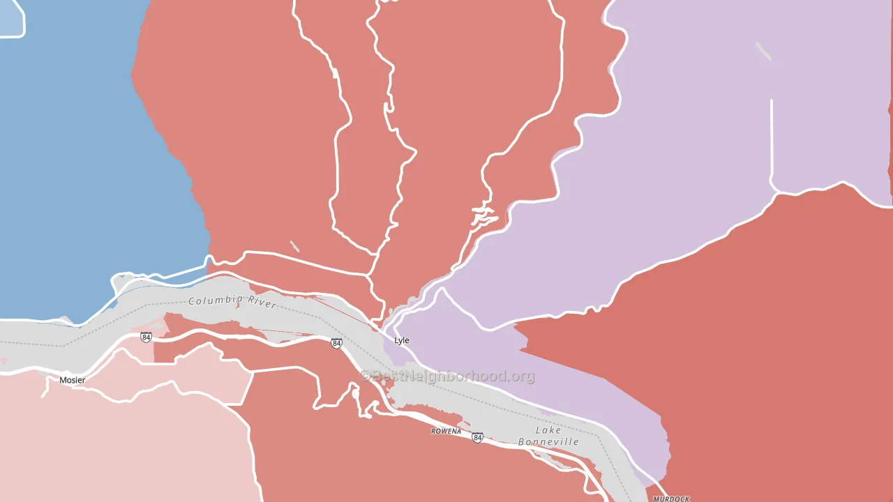 Lyle, WA block-group political-lean map
