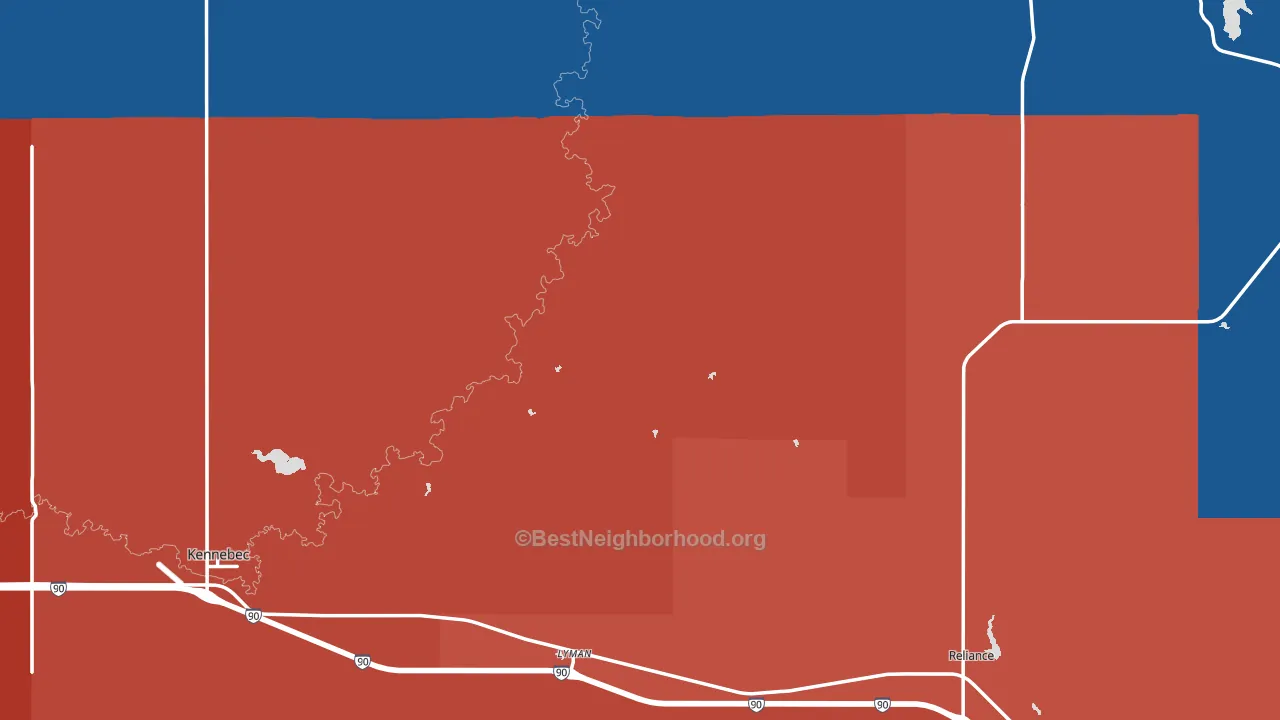 Lyman County, SD block-group political-lean map