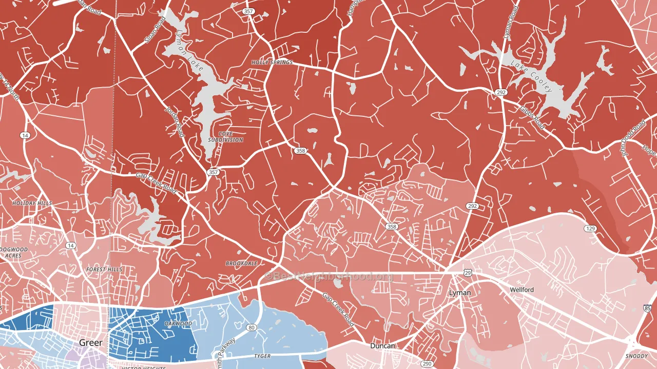 Lyman, SC block-group political-lean map