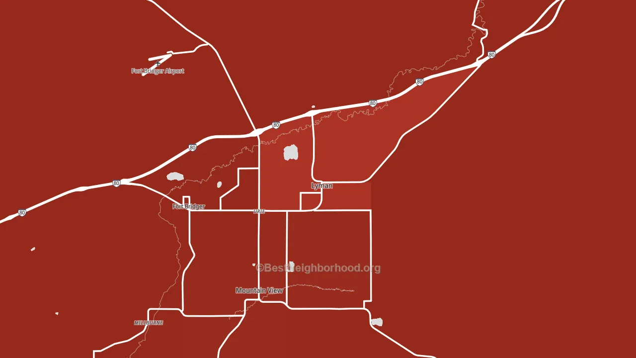 Lyman, WY block-group political-lean map