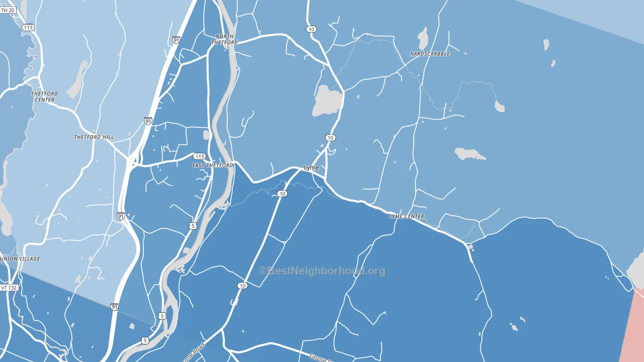 Lyme, NH block-group political-lean map