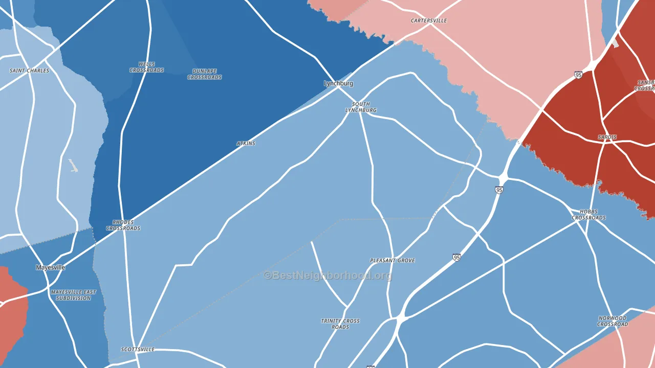 Lynchburg, SC block-group political-lean map