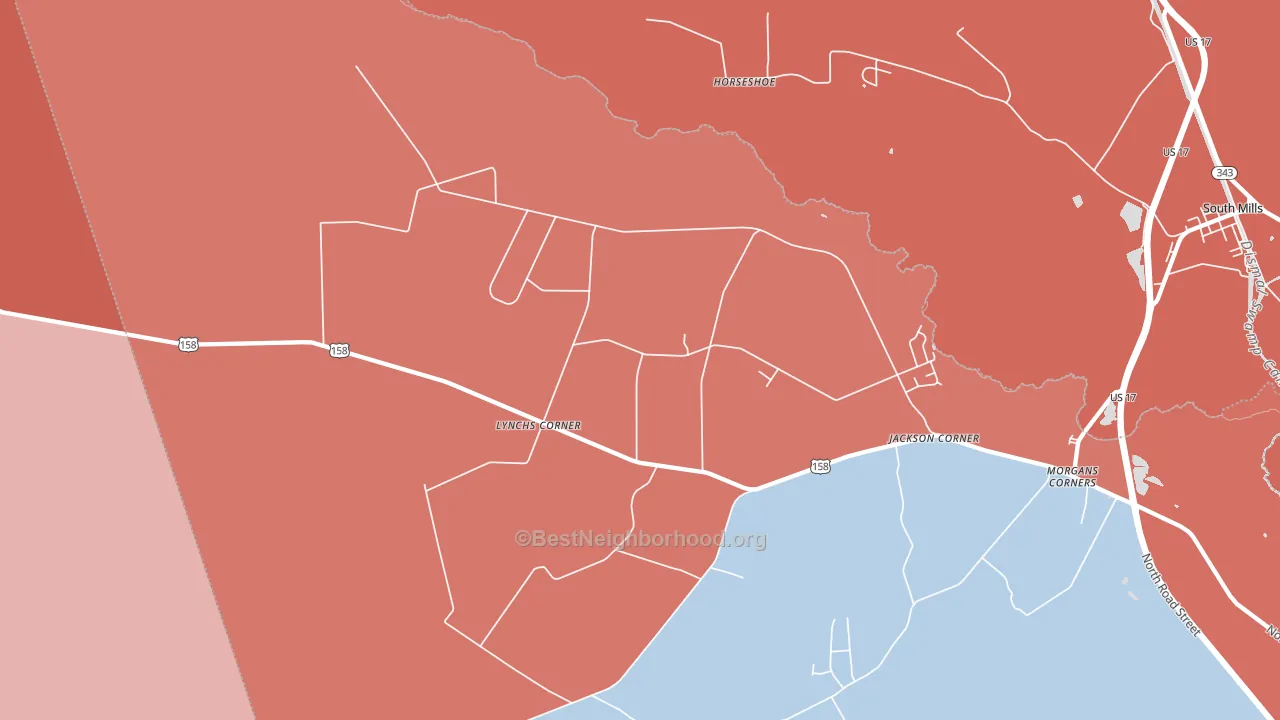 Lynchs Corner, NC block-group political-lean map