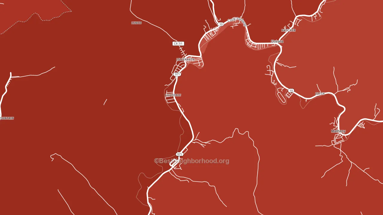 Lynco, WV block-group political-lean map