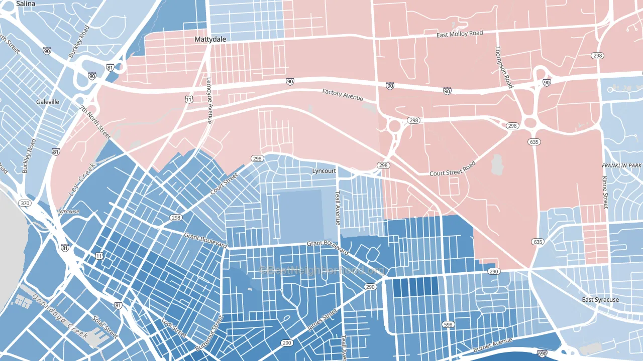 Lyncourt, NY block-group political-lean map