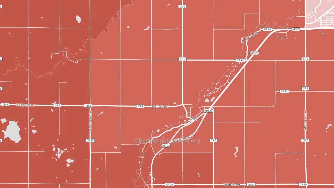 Lynd, MN block-group political-lean map