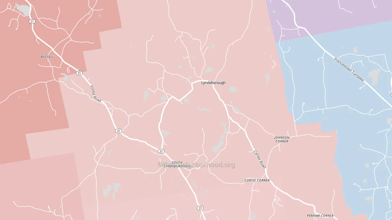 Lyndeborough, NH block-group political-lean map