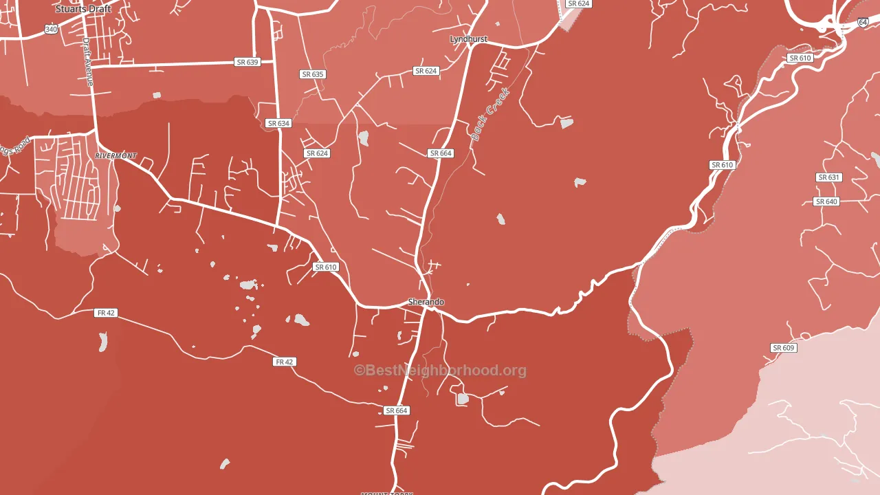Lyndhurst, VA block-group political-lean map