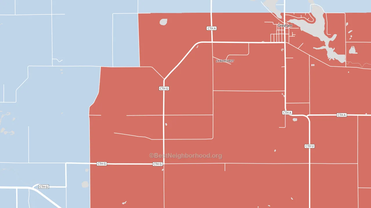 Lyndhurst, WI block-group political-lean map