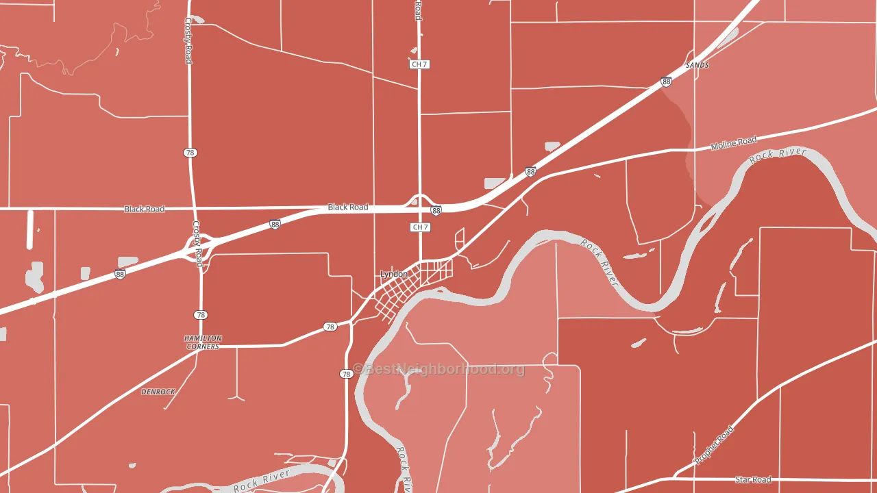 Lyndon, IL block-group political-lean map