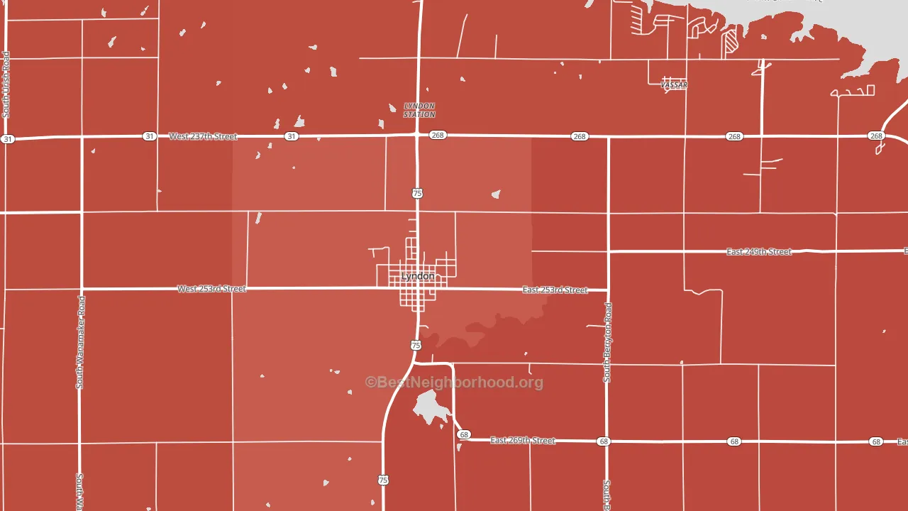 Lyndon, KS block-group political-lean map