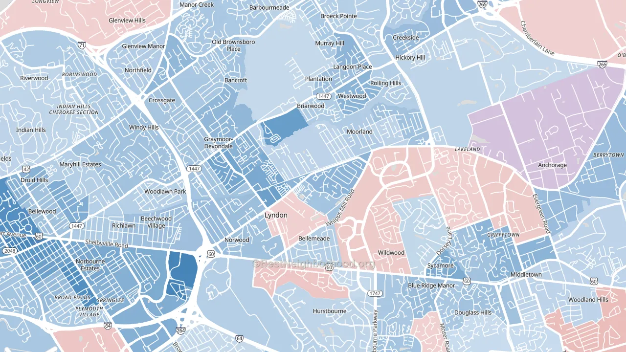 Lyndon, KY block-group political-lean map