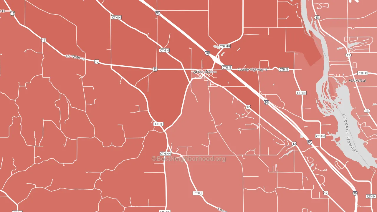 Lyndon Station, WI block-group political-lean map