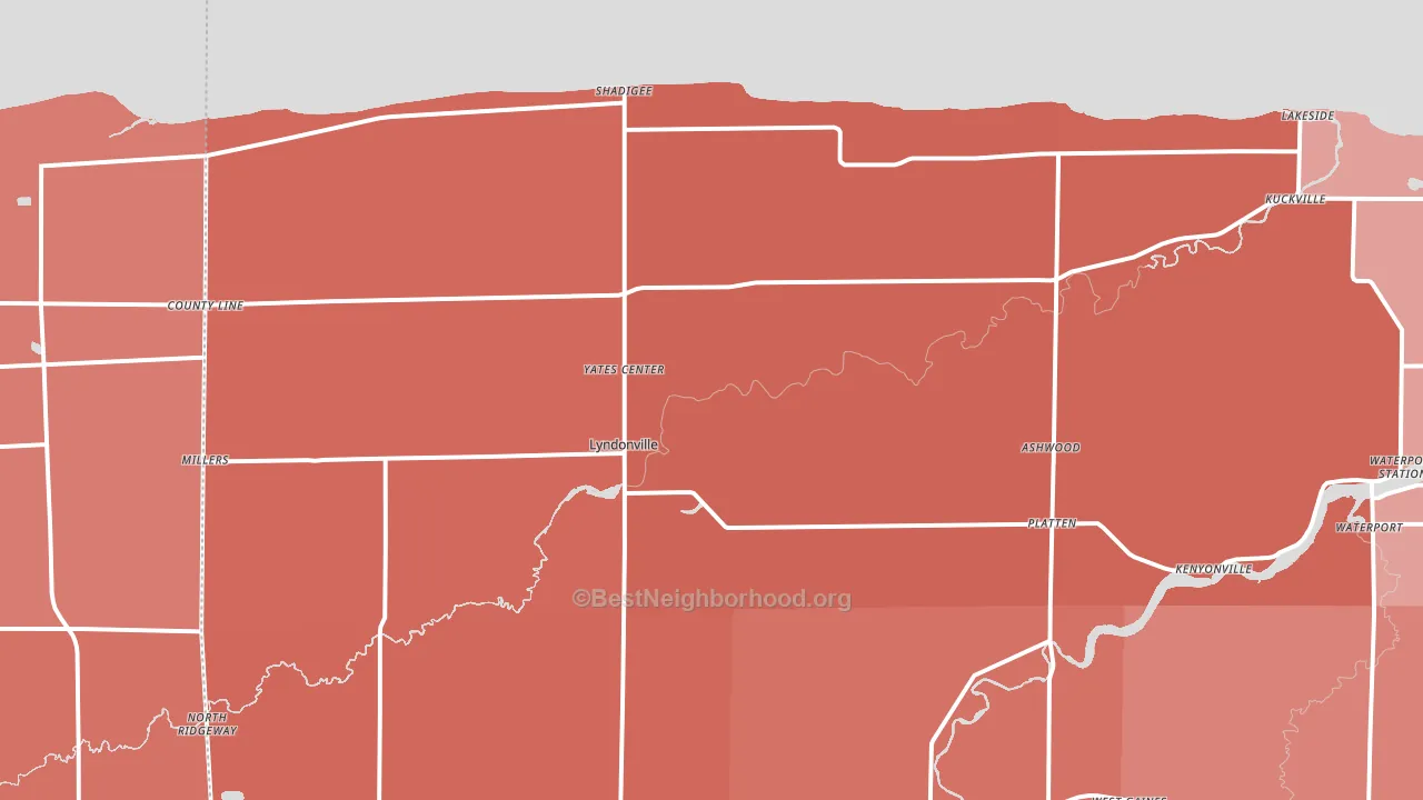 Lyndonville, NY block-group political-lean map
