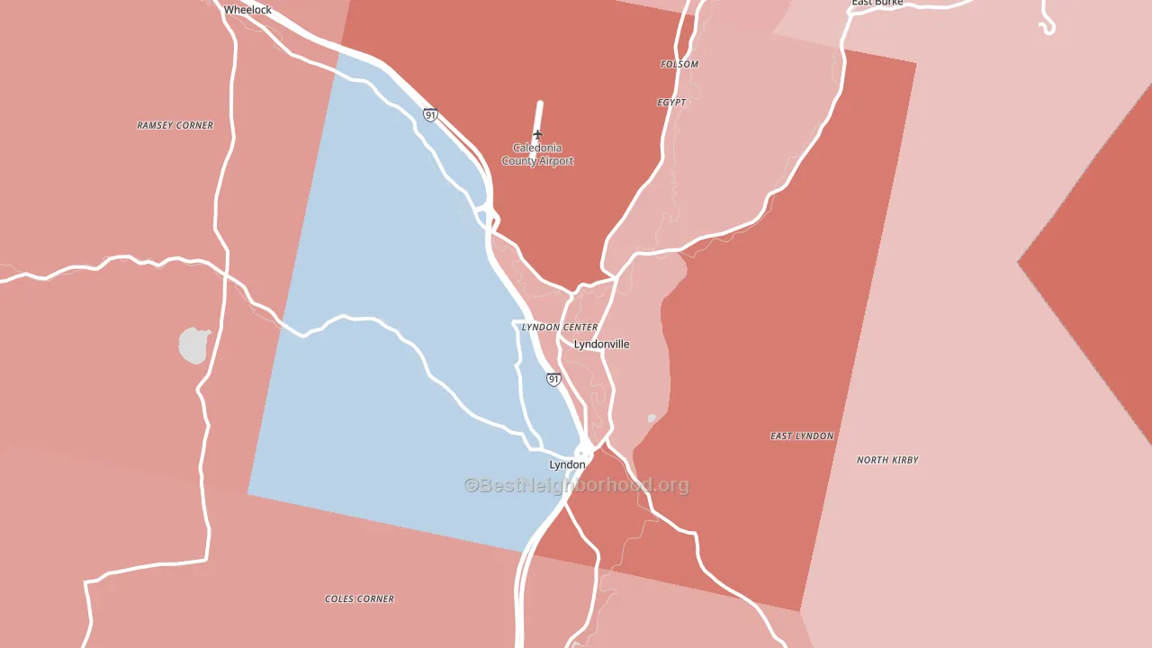 Lyndonville, VT block-group political-lean map