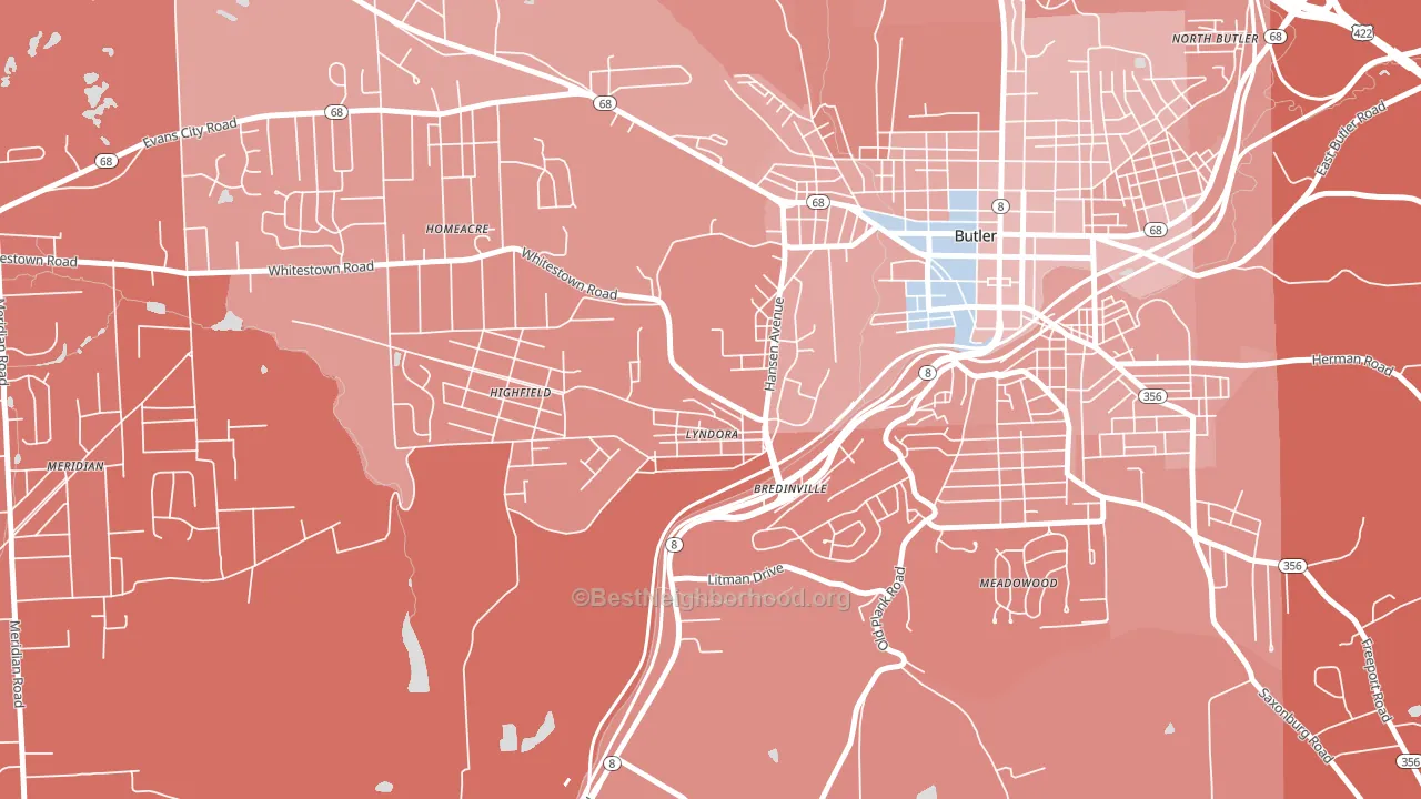 Lyndora, PA block-group political-lean map