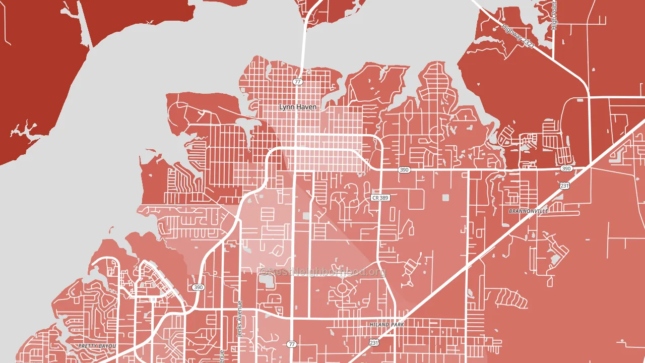 Lynn Haven, FL block-group political-lean map