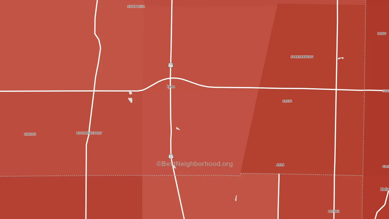 Lynn, IN block-group political-lean map